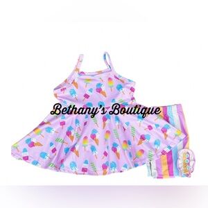 Colorful Ice Cream Print Top and Shorts Set